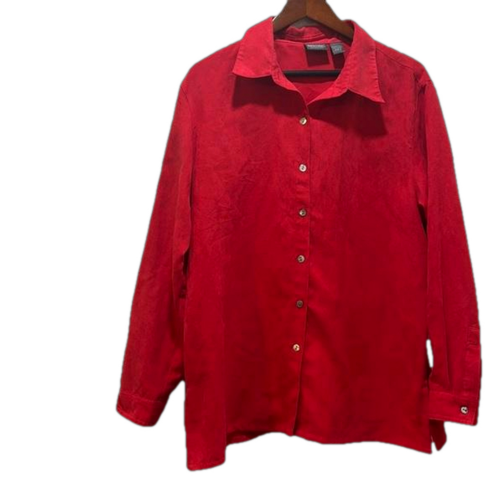 🎬Additions by chicos red long sleeve top size 3 GUC..